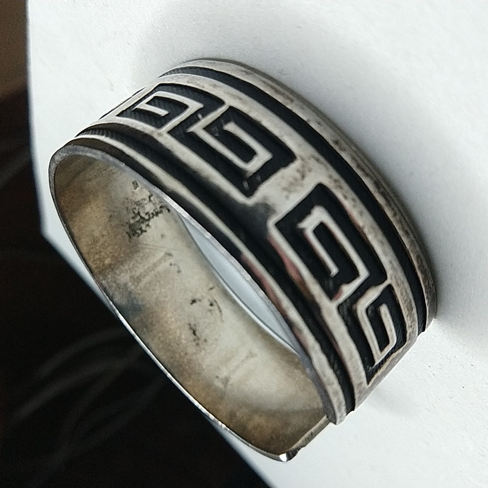 Solid Sterling Silver 925 Greek Key Scroll Design… - image 2